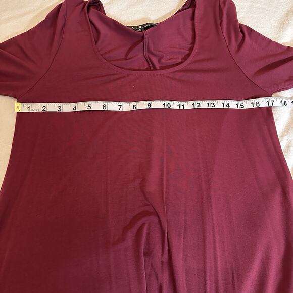 Lulus Twirl Power Dress Swing Womens Sz L Burgundy Stretch Pockets Knee Length - Picture 8 of 10